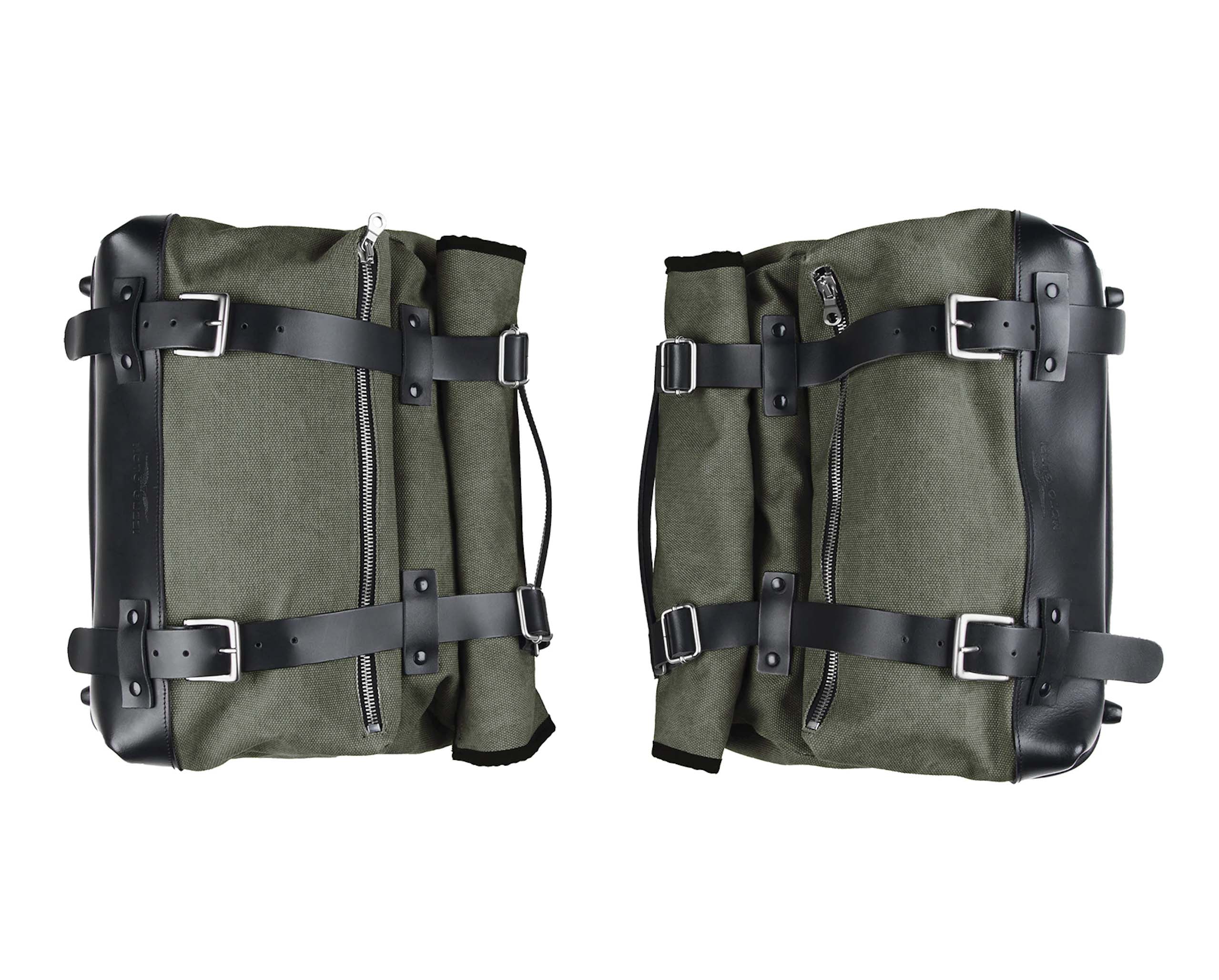 Juego de bolsas laterales, verde, lona para Moto Guzzi V9 Roamber / Bobber / V7 850 2021-