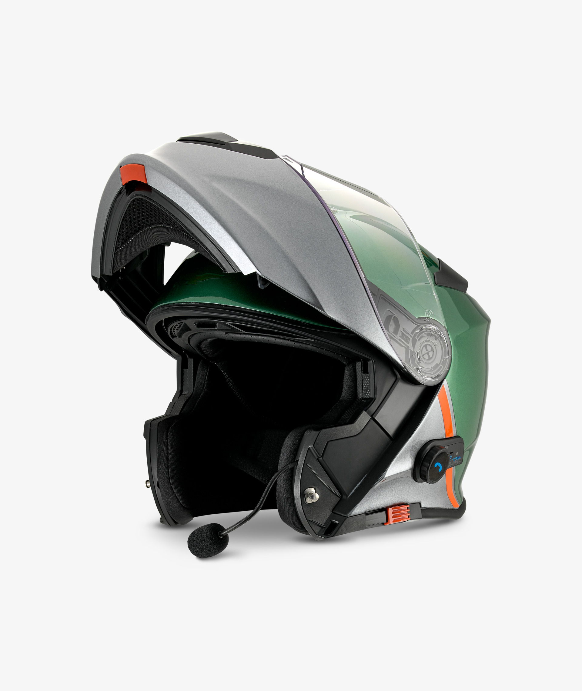 Casco Moto Guzzi "Modular BT" verde con Bluetooth